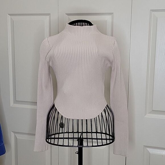 Anthropologie Mable Cropped Tan Mockneck Size Small - Picture 2 of 8